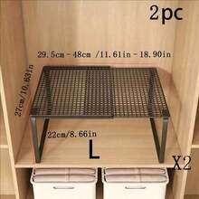 2pcs/1pc Rak Organizer Lemari Multifungsi yang Dapat Diperluas - Rak Penyimpanan Pakaian Logam Kokoh dengan Tinggi yang Dapat Diatur, Cocok untuk Rumah, Kantor, Toko Ritel, Dapur, Kamar Tidur, Meja, Rak Sepatu, Rak Buku, Rak Lemari Pakaian, Pengorganisasian Rumah & Kantor - View 14