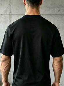 Sport MetroGents Men's Plus Size Geometric Print Casual Fitness Short Sleeve Sports T-Shirt - Black - View 2