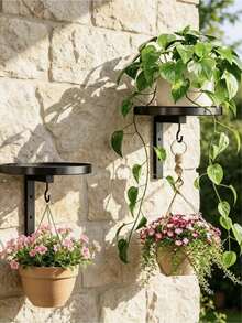1/2 Double-Layer Metal Plant Rack, Simple European Wall Hanging Style Flower Pot Rack, Suitable For Indoor And Outdoor Use, Outdoor Decoration, Flower Pot Storage Rack, Flower Pot Storage Rack - Wall-mounted - View 4