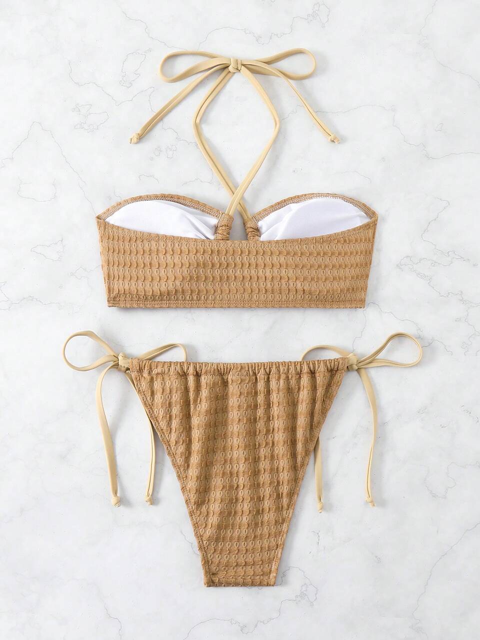 Women Vacation Cross Halter Strap Bikini Set Summer