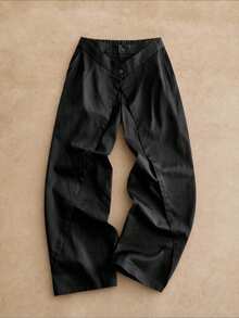 HIMLAND Pantalones largos de unicolor casuales y versátiles para uso diario de hombre - Negro - Ver 2