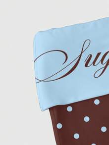 ROMWE Y2K Celana Pendek Wanita Seksi Berpotongan Rendah Motif Polkadot Cokelat dengan Slogan - Biru - View 3