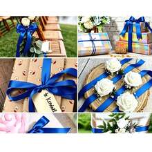 1 Rollo de Cinta de Satén de Poliéster - Caja de Regalo, Caja de Caramelos, Caja de Pastel, Cinta de Decoración de Flores Frescas (Teñida a Máquina con Ligera Diferencia de Color) - Azul zafiro - Ver 5