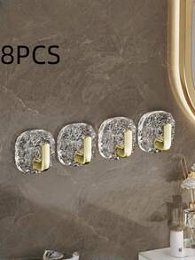 4/8 pièces Crochets dorés et auto-adhésifs sans perçage, crochets muraux de luxe légers pour accrocher des vêtements, organisateur, cuisine, chambre, décoration de porte, rangement - Doré - Voir 7