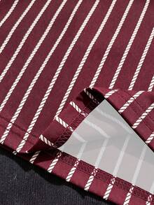 Attitoon Halter Deep V-Neck Cinched Waist A-Line Backless Old Money Style Tank Top - Burgundy - View 7