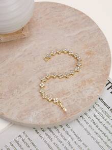 Enchnt Delicate Floral Crystal Bracelet - Adds Sparkling Charm To Your Outfits - Gold - View 6