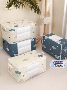 1/2 túi đựng quần áo chăn ga gấp gọn cỡ cực lớn bằng polyester bền, có tay cầm gia cố, khóa kéo đôi, mặt trước trong suốt, túi tổ chức di động tiết kiệm không gian cho tủ quần áo, gầm giường, dọn dẹp nhà cửa, chuyển nhà, ký túc xá, quà tặng cho nam nữ, đồ lưu trữ gia đình thiết yếu - Nhiều màu - Xem 13
