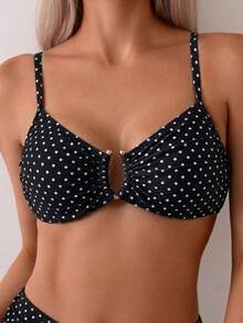Swim Chiccia Women's Summer Beach Polka Dot Spaghetti Strap Sexy Bikini & Triangle Bottom Two-Piece Swimwear Set - Multicolor - View 6