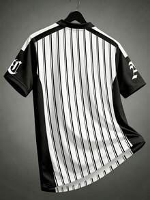 Manfinity EMRG Men's Summer Colorblock Striped Patchwork Short Sleeve T-Shirt - White - View 4