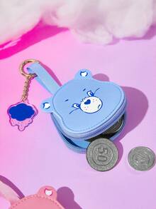 SHEIN X Care Bears Cute Bear Shaped Mini Coin Purse With Keychain, Can Be Used As Bag Charm, For Coins, Earbuds And Small Accessories - Blue - View 3