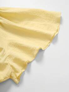 GlowEve CURVE Women's Plus Size Ruched Lace Trim Back Tie Dress Beach Vacation Butter Yellow Summer Romantic Casual - Yellow - View 8