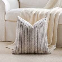 Cirelle 1 Stück/2 Stücke Ganzjahres-Kissenbezug im Boho- & Landhausstil, gestreifter Chenille-Kissenbezug mit Tufting, neutraler Farbton, ohne Füllung für Sofa, Tagesbett, Wohnzimmer - Grau - Übersicht 8