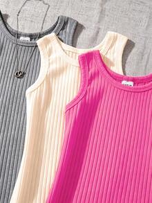 SHEIN 女童羅紋無袖連身褲 3色休閒運動旅行套裝 - 彩色 - 查看 3