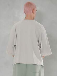FORM&CHAOS Men's Summer Vintage Wide Sleeve Washed Loose Raglan Sleeve T-Shirt - Grey - View 2