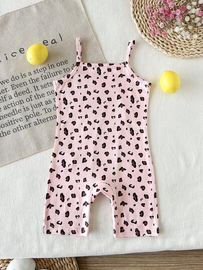 SHEIN Conjunto de 3 piezas de peto ajustado de punto con tirantes finos estilo dulce para niñas bebé en verano