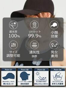 帽子、帽款、男士、女士、素色、中性、深頂、大尺寸、防紫外線、棉質 - 黑色 - 查看 5