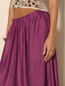COSMINA Women's Solid Color Pleated Casual Boho Versatile Daily Lantern Pants Everyday Vacation Dark Purple Fall - Burgundy - View 5