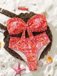 SHEIN Swim Spring/Summer Fashion Beach Vacation Shell Print Bikini Set - Multicolor - View 5
