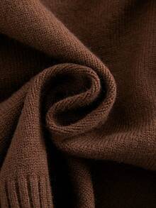 SHEIN Young Boy Solid Color Textured Long Sleeve Single-Breasted Knit Cardigan - Brown - View 4