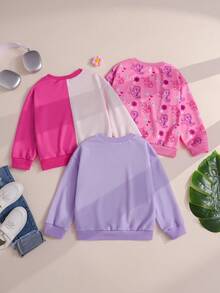 SHEIN | PAW Patrol 女童圓領字母卡通圖案長袖運動衫 3 件套，適合日常、上學、旅行等多種場合 - 彩色 - 查看 2