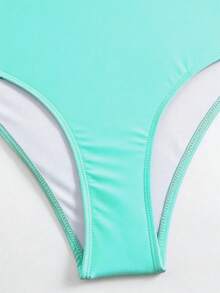 Swim Oasis 女款純色米色鋼圈一件式泳衣，可拆卸細肩帶、硬杯、可調節側褶飾邊，附可拆卸金屬裝飾網紗裙，3件套 - 薄荷綠 - 查看 4