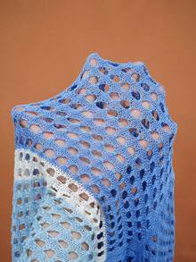 Manfinity Dauomo Men's Colorblock Patchwork Hollow Knit Sweater - Blue - View 6