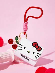 HELLO KITTY AND FRIENDS | SHEIN 可愛貓咪印花迷你收納小包，附櫻桃吊飾與編織掛繩，亦可作為零錢包或包包裝飾 - 紅色蝴蝶結款 - 查看 2