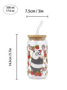 We Bare Bears X Joivida 居家或戶外使用－大容量玻璃杯，可愛蝴蝶結與貓咪圖案，適合熱或冷咖啡、牛奶、果汁，可愛風格適合日常飲用或送禮 - 無色 - 查看 4