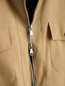 Core Aspect Men's Casual Daily Wear Top, Zipper Long Sleeve Jacket, Autumn Style - Khaki - View 4