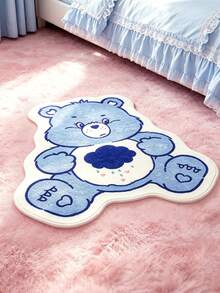 SHEIN X Care Bears 1件裝 LOGO 裝飾地毯 - carebear-藍 - 查看 1