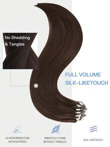 Micro Loop Human Hair Extensions Premium Virgin Remy Hair 2# Dark Brown Reusable Invisible Micro Link Bead Hair No Glue No Tape Design 50Pcs 14-22 Inch Anti Shedding Soft Texture Ideal For Full Head Makeover Holiday& Hairstyle For Girls & Women - S2 - View 5