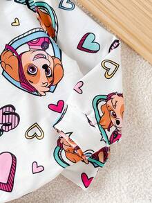 SHEIN | PAW Patrol 1件少女休閒可愛卡通蝴蝶結印花狗狗圖案連帽抓絨衛衣，適合秋冬穿著 - 彩色 - 查看 6
