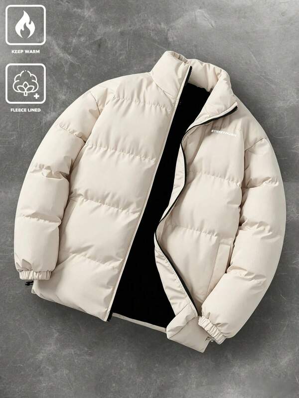 PAVTROS Men's Solid Color Long Sleeve Zipper Front Casual Winter Jacket