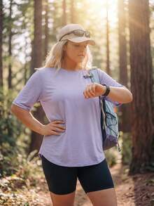 In My Nature Women's Plus Size Crew Neck Casual Daily Wear Sports T-Shirt - Purple - View 9