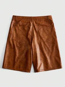 ROMWE MEN Casual Men's Fashion Vintage PU Distressed Shorts - Orange - View 2
