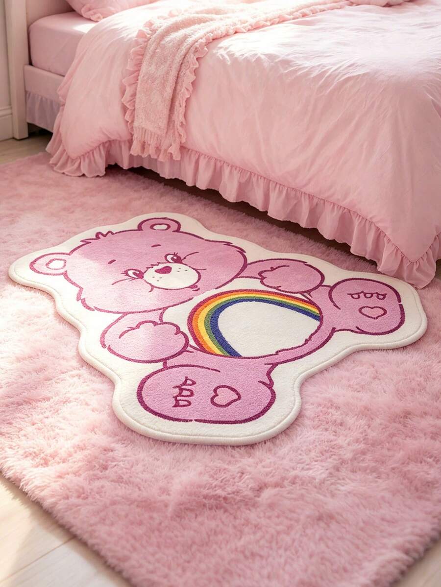 SHEIN X Care Bears 1件裝 LOGO裝飾地毯 - carebear-淺粉 - 查看 1