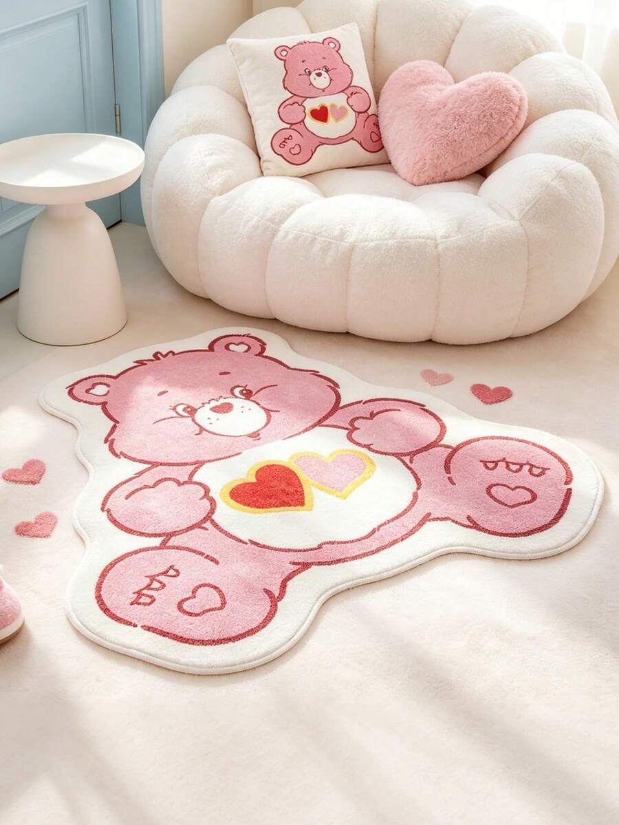 SHEIN X Care Bears 1件裝 LOGO裝飾地毯 - carenear-深粉 - 查看 1