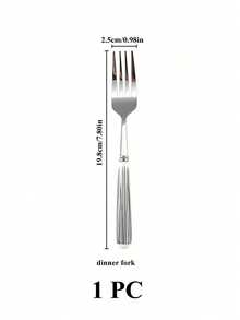 Haus Hana 1PC/2PCS Ceramic Handle Stainless Steel Flatware , Polished Surface Cutlery With Striped Pattern Ceramic Handle Dessert Spoon, Dinner Fork, And Table Spoon - Creative Kitchen Tools Including Fork, Teaspoon, And Soup Spoon, Ideal For Daily Dining - Multicolor - View 8