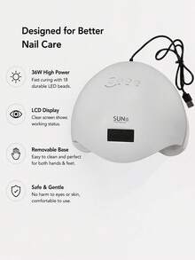 Teckwe Lámpara de secado de uñas profesional con pantalla LCD, función de apagado automático, herramientas de uñas compactas, detección automática inteligente, adecuada para principiantes y profesionales. - Blanco - Ver 4