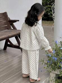 Dazy Kids 女童秋季圓領滿版印花長袖上衣＋長褲 梭織春夏兩件套 - 紅色 - 查看 2