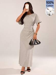 Women Long Dresses - 杏色 - 查看 6