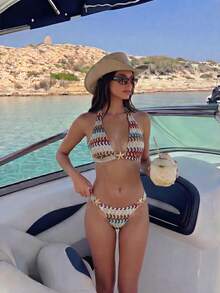 Sunnyshic Spring/Summer Fashion Hot-Selling Special Fabric Vacation Beach Hot Spring Girl Two-Piece High-End Bikini Set - Multicolor - View 5