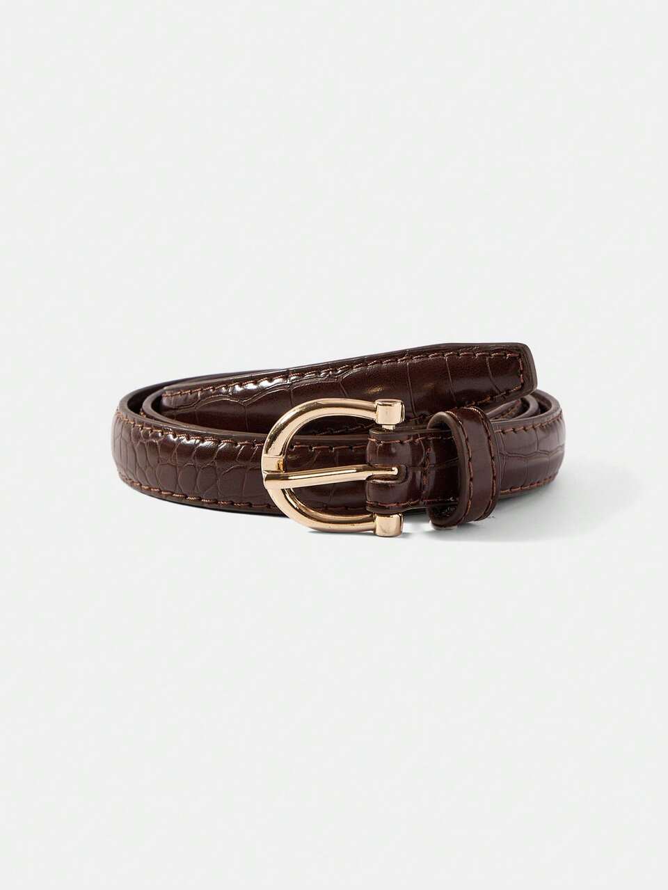 MOTF BROWN COFFEE ALLIGATOR PATTERN COWHIDE WOMEN'S PIN BUCKLE BELT VERSATILE TROUSER SKIRT DECORATIVE BELT