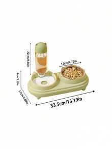 PETSIN 1SET 2 In 1 Automatic Water Supply Pet Double Bowl Feeder / Plastic Frame Stainless Steel Food Basin Cute Cat Head Shape Anti Slip Pet Feeding Tray, No Spill Splash Resistant Water Storage Design Easy Clean Detachable Structure - 500ml - View 8