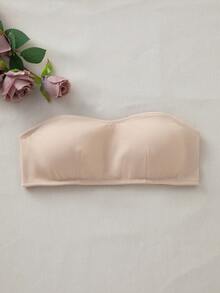 SHEIN Bra And Wireless Bra With Padding, Straight Band - Beige - View 4