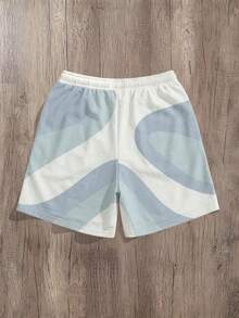 Manfinity Joysei Loose Fit Men's Color Block Print Sports Shorts, Suitable For Summer Wear - Multicolor - View 3