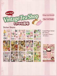 30Pcs Vintage Japanese Style Sticker Book Set Cute Adhesive Decals Scrapbook Collage Planner Journal Kit For DIY Craft Card Making Laptop Water Bottle Room Decor Valentine Back To School Party Favors Gift - Multicolor - View 5