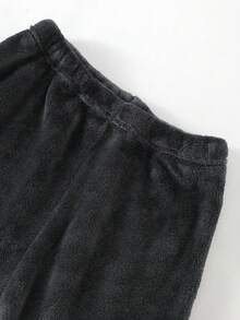 Genkimix Kids 男童字母刺繡皇家藍抓絨長袖上衣與長褲居家休閒套裝 - 黑色 - 查看 8