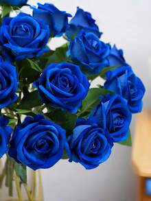 2/6/10 Stücke künstliche Rosen, blaue/rosa künstliche Rosen mit Stielen, geeignet für die Dekoration in Wohnungen, Hochzeitszentren, Hotels und Büros. - Verschiedenfarbig - Übersicht 14