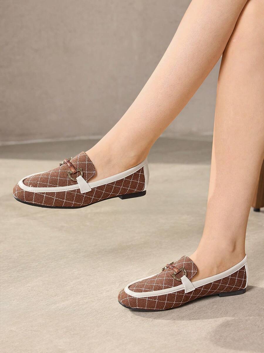 MOTF PREMIUM NEW BROWN FLAT BOTTOM SQUARE TOE CASUAL AND COMFORTABLE VERSATILE WOMEN'S FLAT SOLE SHOES - Brown 2 - View 2